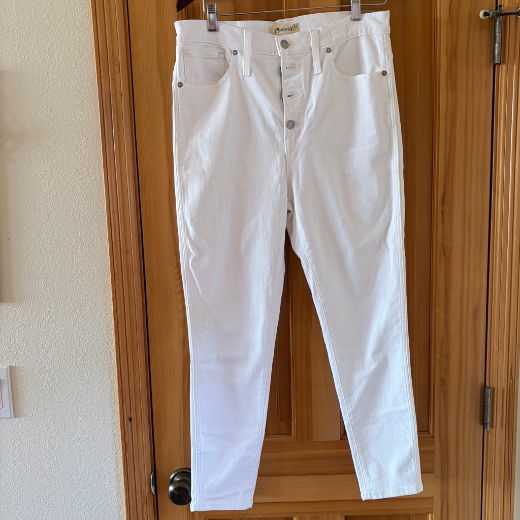 Madewell Women's White Jeans 31 Skinny Crop Button Fly 10” High Rise Nwt